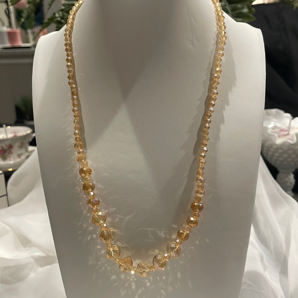 Vintage glass AB champagne color necklace